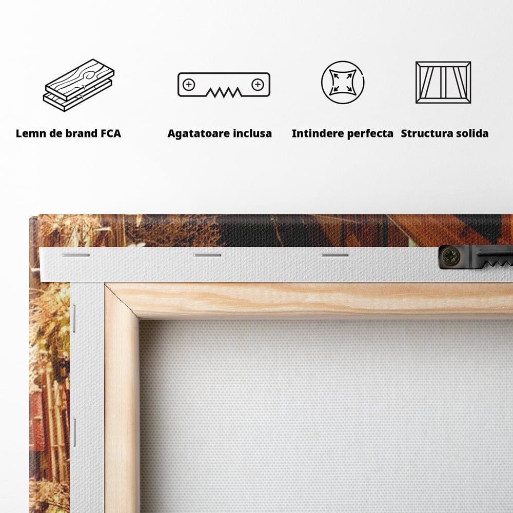 Tablou Canvas Premium LuxCanva® D1005, Magia Craciunului , Plimbare, Lumini, Sarbatori, Living Room, Strada, Culori Vibrante