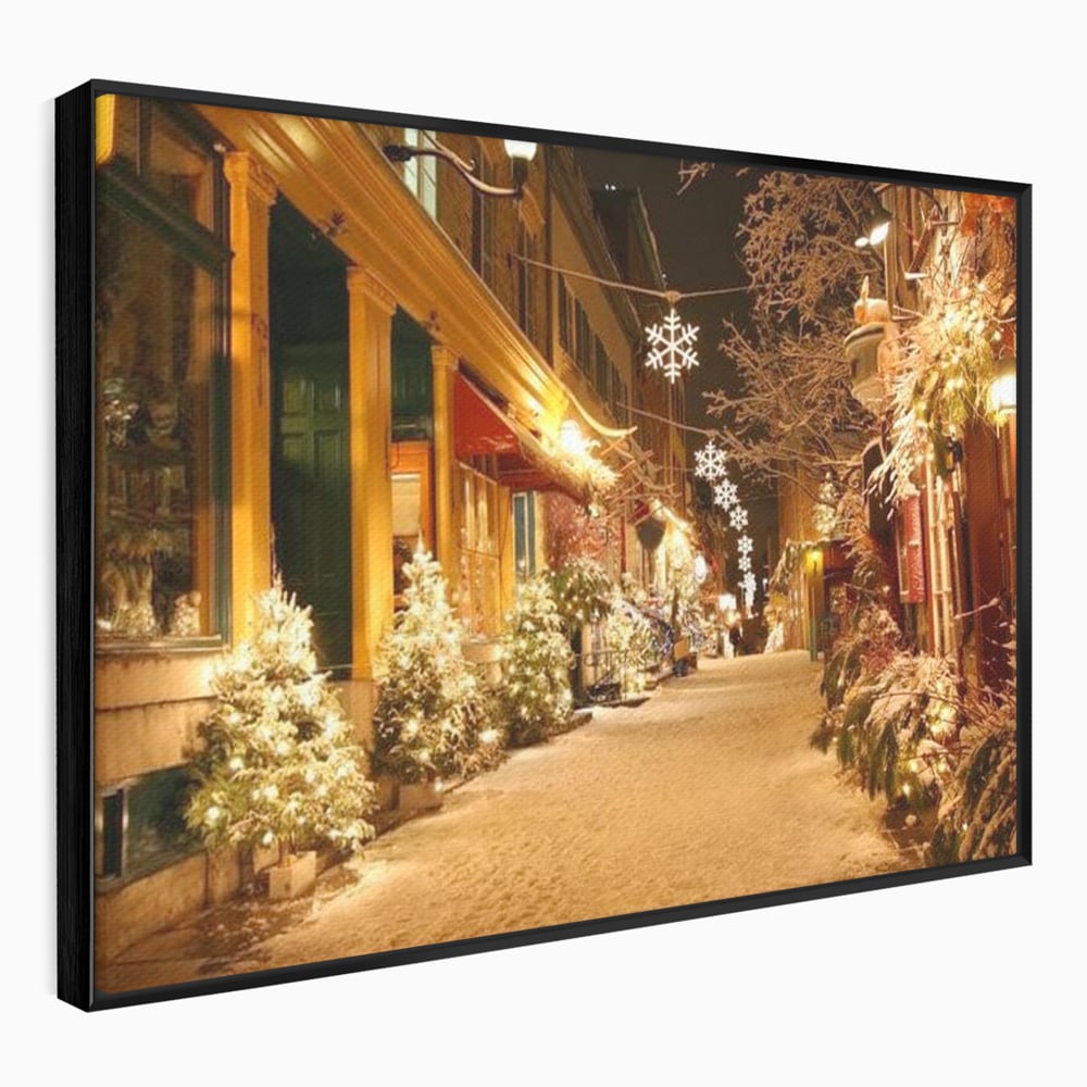 Tablou Canvas Premium LuxCanva® D1005, Magia Craciunului , Plimbare, Lumini, Sarbatori, Living Room, Strada, Culori Vibrante