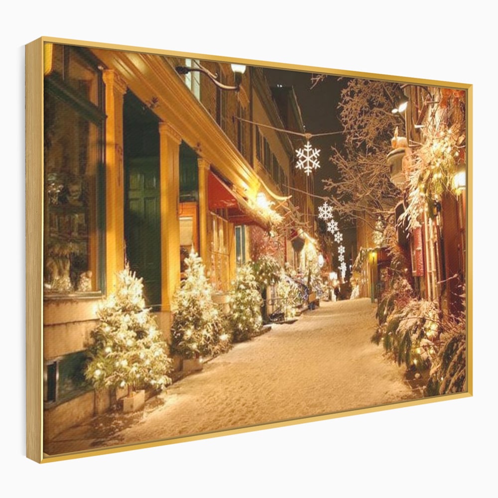 Tablou Canvas Premium LuxCanva® D1005, Magia Craciunului , Plimbare, Lumini, Sarbatori, Living Room, Strada, Culori Vibrante