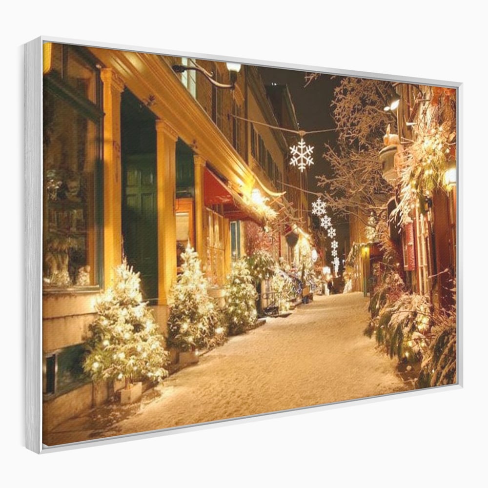 Tablou Canvas Premium LuxCanva® D1005, Magia Craciunului , Plimbare, Lumini, Sarbatori, Living Room, Strada, Culori Vibrante