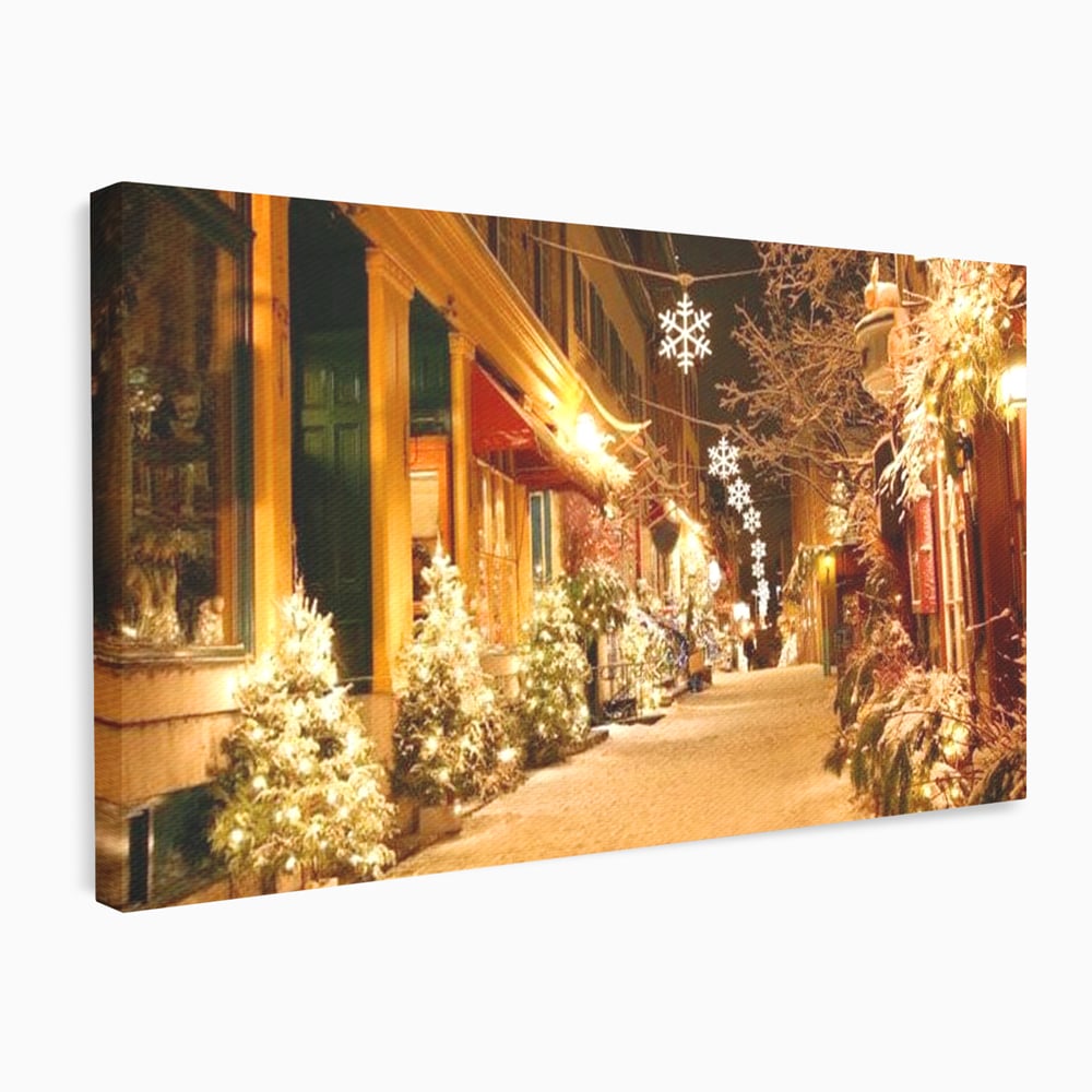 Tablou Canvas Premium LuxCanva® D1005, Magia Craciunului , Plimbare, Lumini, Sarbatori, Living Room, Strada, Culori Vibrante