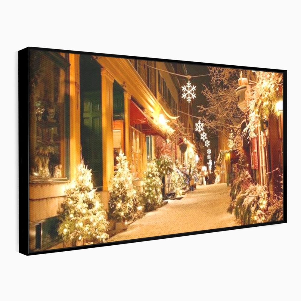 Tablou Canvas Premium LuxCanva® D1005, Magia Craciunului , Plimbare, Lumini, Sarbatori, Living Room, Strada, Culori Vibrante