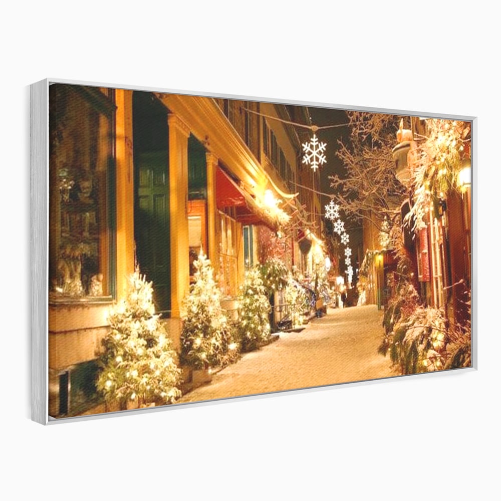 Tablou Canvas Premium LuxCanva® D1005, Magia Craciunului , Plimbare, Lumini, Sarbatori, Living Room, Strada, Culori Vibrante