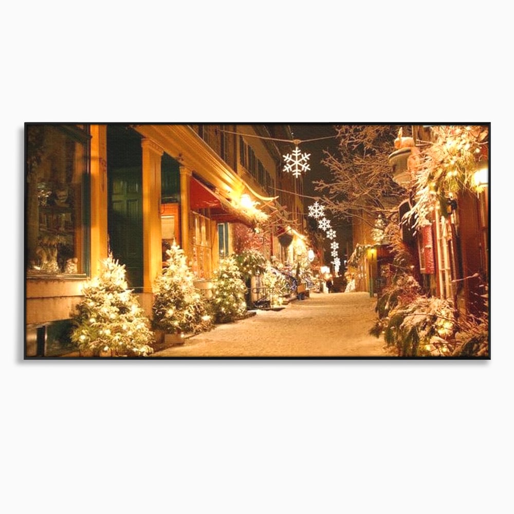 Tablou Canvas Premium LuxCanva® D1005, Magia Craciunului , Plimbare, Lumini, Sarbatori, Living Room, Strada, Culori Vibrante