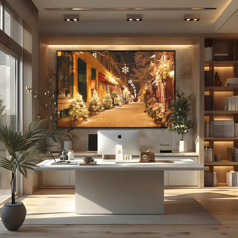 Tablou Canvas Premium LuxCanva® D1005, Magia Craciunului , Plimbare, Lumini, Sarbatori, Living Room, Strada, Culori Vibrante