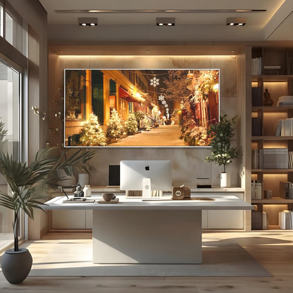 Tablou Canvas Premium LuxCanva® D1005, Magia Craciunului , Plimbare, Lumini, Sarbatori, Living Room, Strada, Culori Vibrante