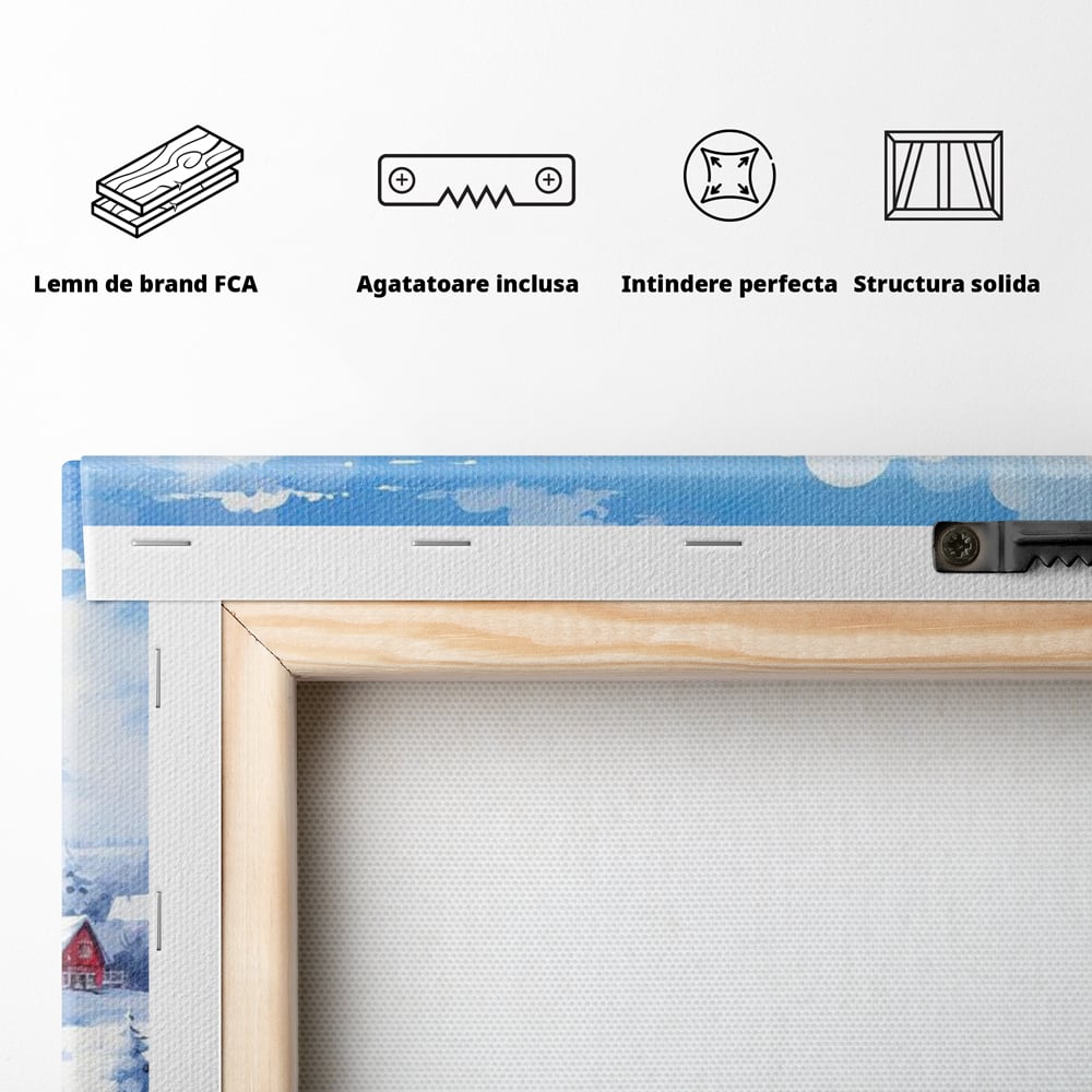 Tablou Canvas Premium LuxCanva® D1006, Iarna pe Ulita , Plimbare, Iarna, Rural, Ulita, Living Room, Omat, Culori Vibrante