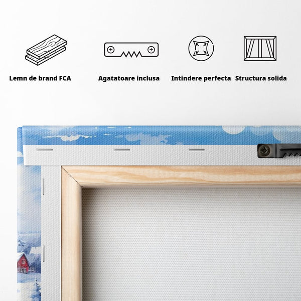 Tablou Canvas Premium LuxCanva® D1006, Iarna pe Ulita , Plimbare, Iarna, Rural, Ulita, Living Room, Omat, Culori Vibrante