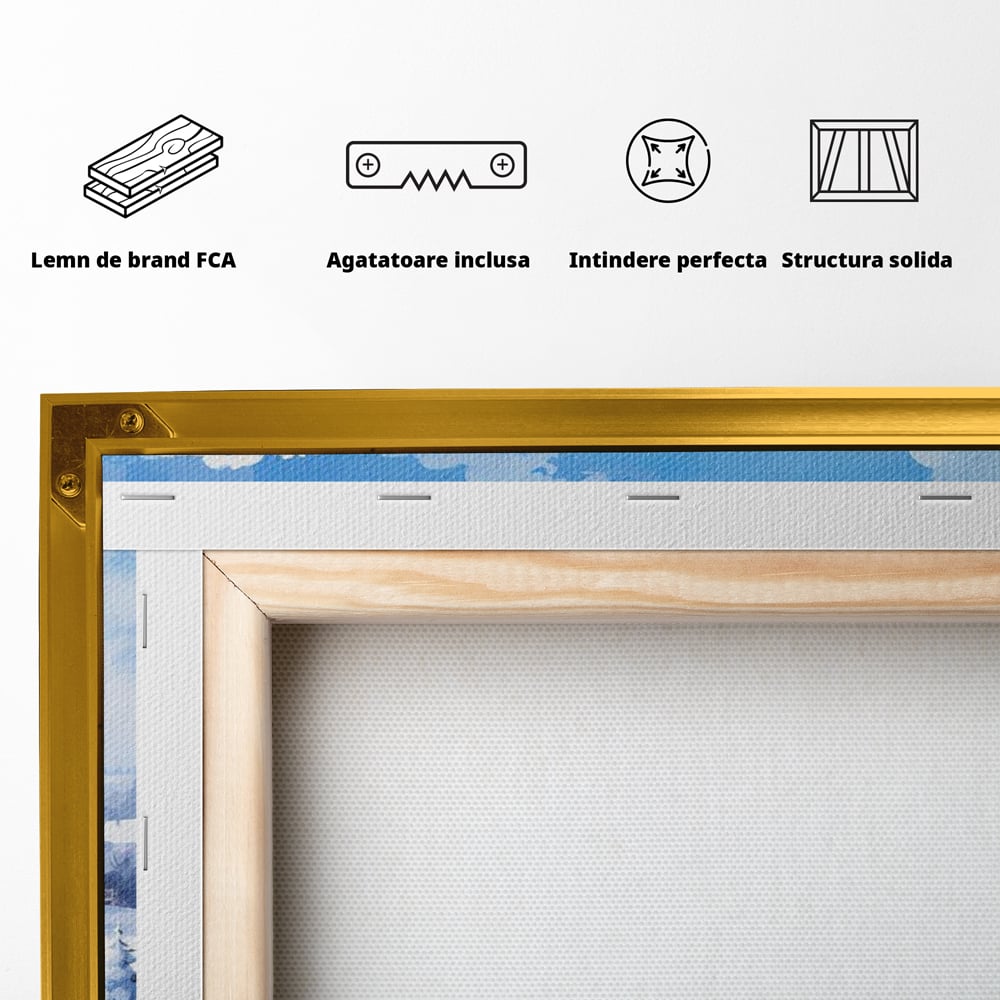 Tablou Canvas Premium LuxCanva® D1006, Iarna pe Ulita , Plimbare, Iarna, Rural, Ulita, Living Room, Omat, Culori Vibrante