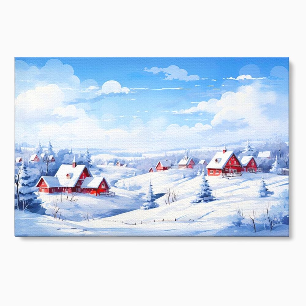 Tablou Canvas Premium LuxCanva® D1006, Iarna pe Ulita , Plimbare, Iarna, Rural, Ulita, Living Room, Omat, Culori Vibrante