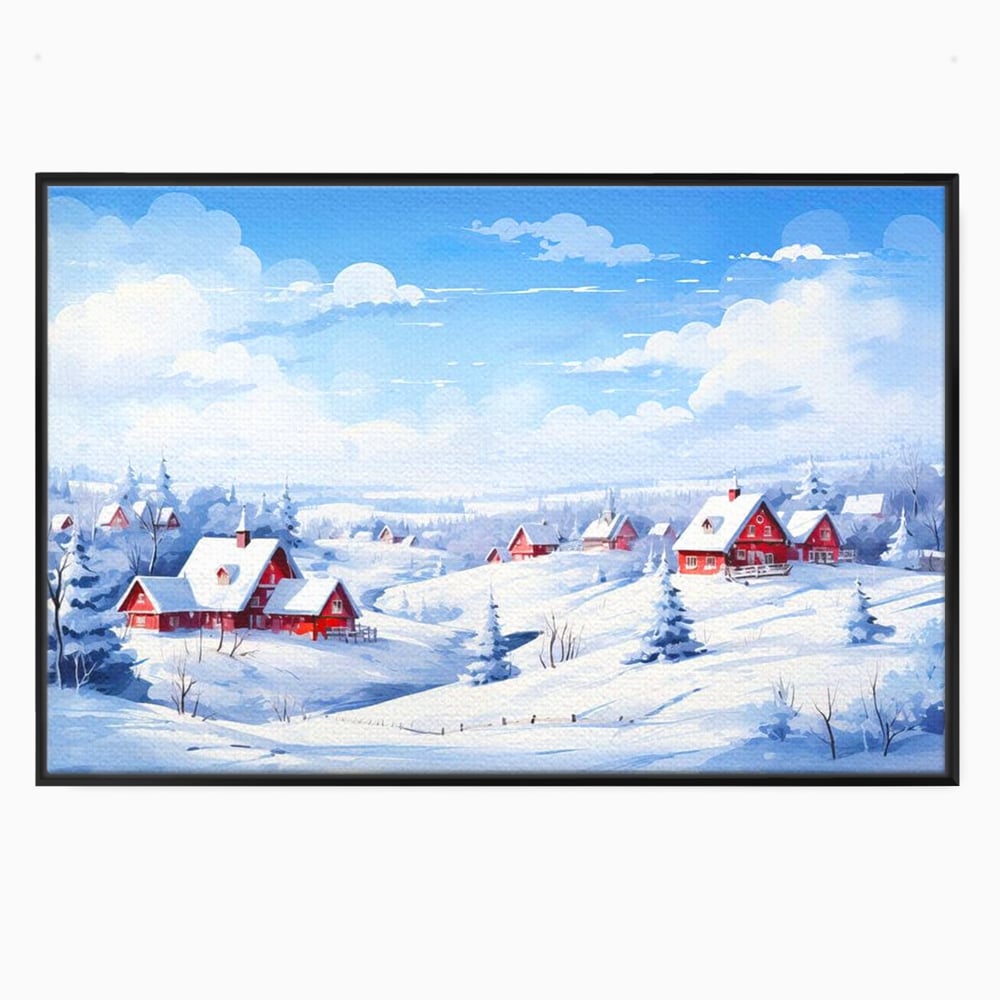 Tablou Canvas Premium LuxCanva® D1006, Iarna pe Ulita , Plimbare, Iarna, Rural, Ulita, Living Room, Omat, Culori Vibrante