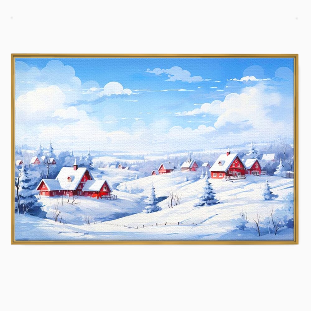 Tablou Canvas Premium LuxCanva® D1006, Iarna pe Ulita , Plimbare, Iarna, Rural, Ulita, Living Room, Omat, Culori Vibrante