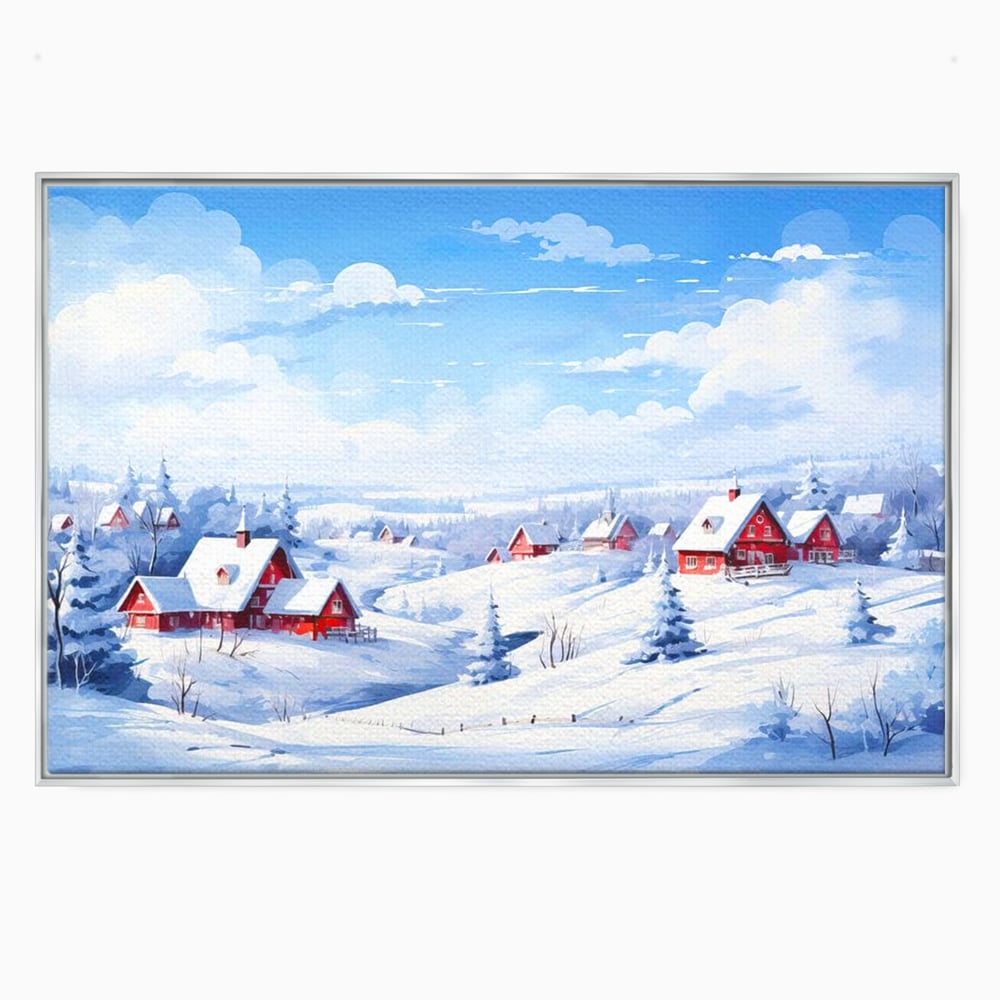 Tablou Canvas Premium LuxCanva® D1006, Iarna pe Ulita , Plimbare, Iarna, Rural, Ulita, Living Room, Omat, Culori Vibrante