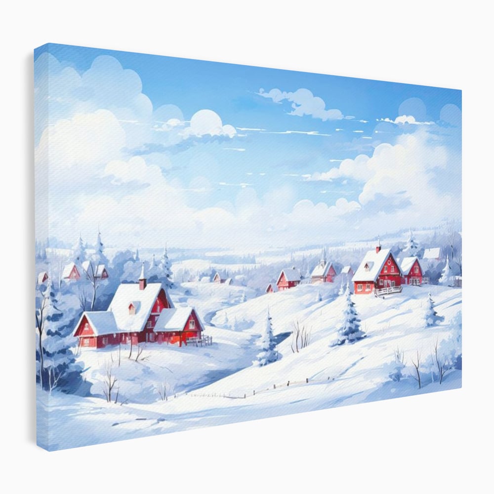 Tablou Canvas Premium LuxCanva® D1006, Iarna pe Ulita , Plimbare, Iarna, Rural, Ulita, Living Room, Omat, Culori Vibrante