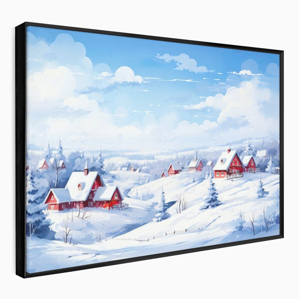 Tablou Canvas Premium LuxCanva® D1006, Iarna pe Ulita , Plimbare, Iarna, Rural, Ulita, Living Room, Omat, Culori Vibrante