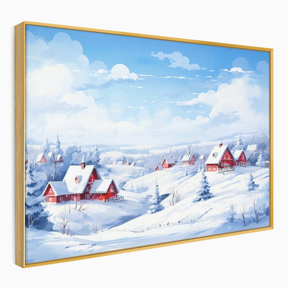 Tablou Canvas Premium LuxCanva® D1006, Iarna pe Ulita , Plimbare, Iarna, Rural, Ulita, Living Room, Omat, Culori Vibrante