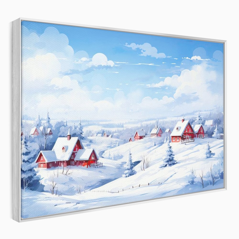 Tablou Canvas Premium LuxCanva® D1006, Iarna pe Ulita , Plimbare, Iarna, Rural, Ulita, Living Room, Omat, Culori Vibrante