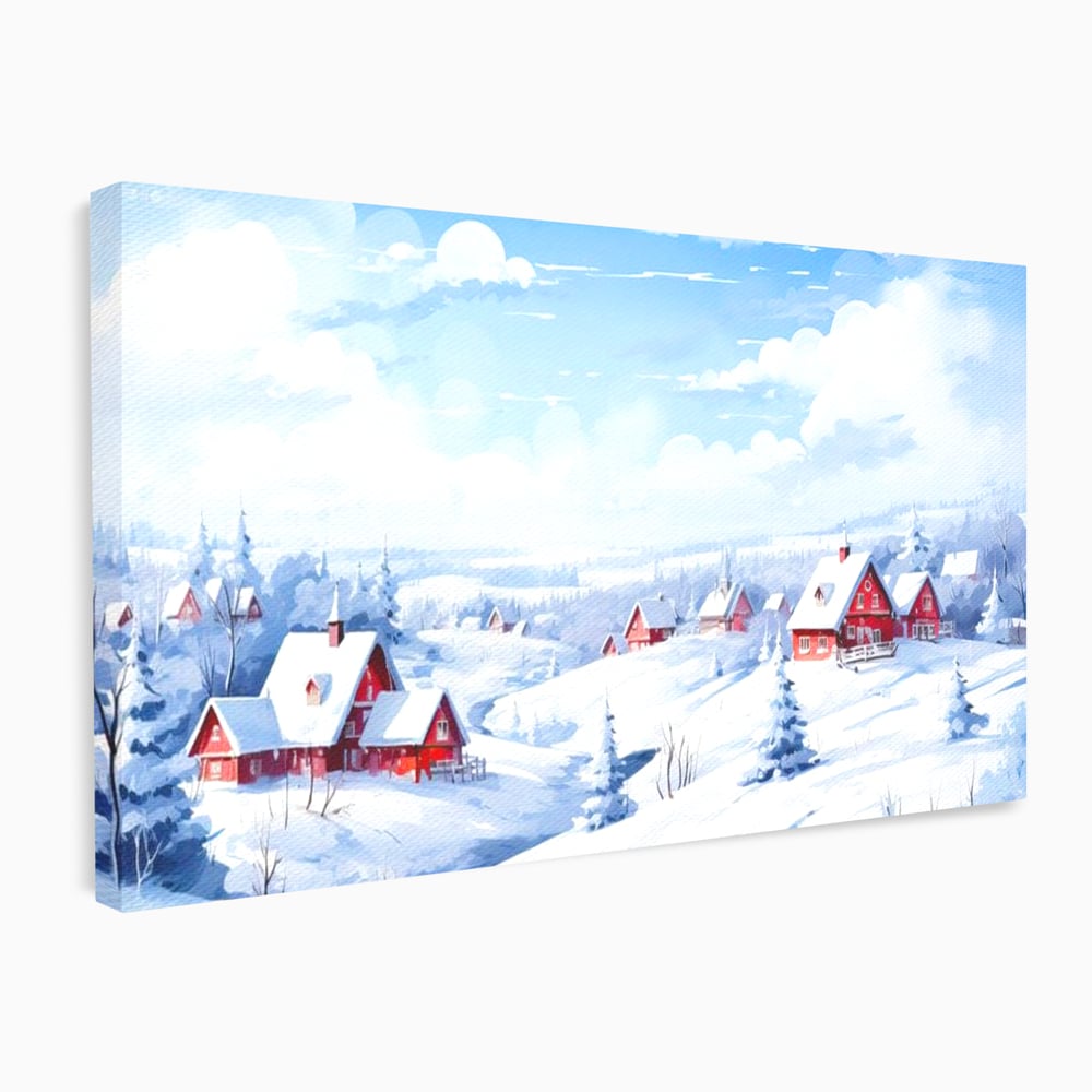 Tablou Canvas Premium LuxCanva® D1006, Iarna pe Ulita , Plimbare, Iarna, Rural, Ulita, Living Room, Omat, Culori Vibrante