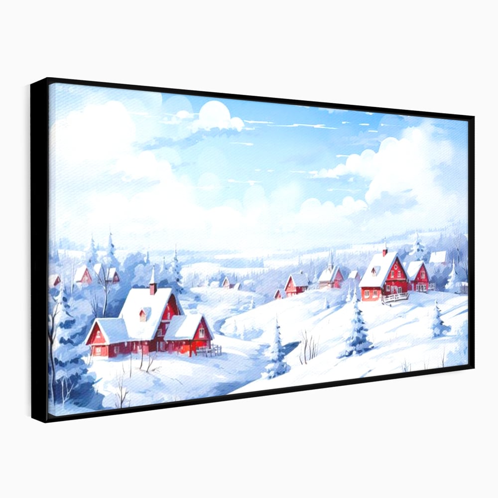 Tablou Canvas Premium LuxCanva® D1006, Iarna pe Ulita , Plimbare, Iarna, Rural, Ulita, Living Room, Omat, Culori Vibrante