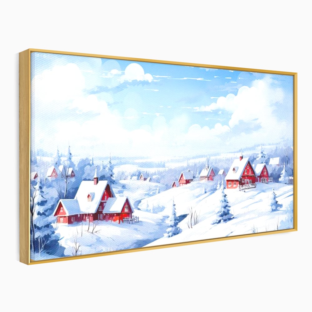 Tablou Canvas Premium LuxCanva® D1006, Iarna pe Ulita , Plimbare, Iarna, Rural, Ulita, Living Room, Omat, Culori Vibrante