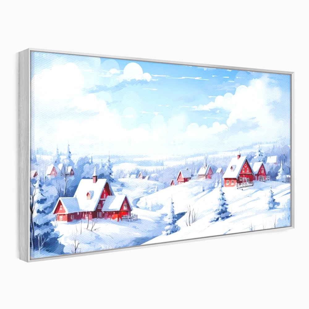 Tablou Canvas Premium LuxCanva® D1006, Iarna pe Ulita , Plimbare, Iarna, Rural, Ulita, Living Room, Omat, Culori Vibrante