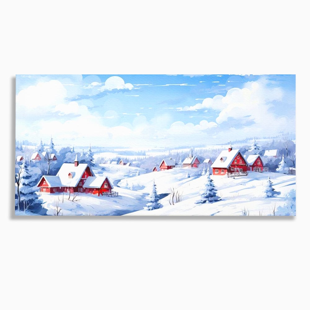 Tablou Canvas Premium LuxCanva® D1006, Iarna pe Ulita , Plimbare, Iarna, Rural, Ulita, Living Room, Omat, Culori Vibrante