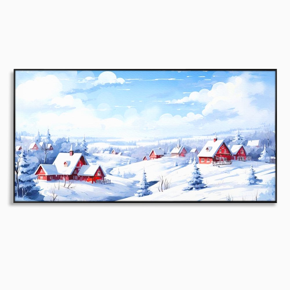 Tablou Canvas Premium LuxCanva® D1006, Iarna pe Ulita , Plimbare, Iarna, Rural, Ulita, Living Room, Omat, Culori Vibrante