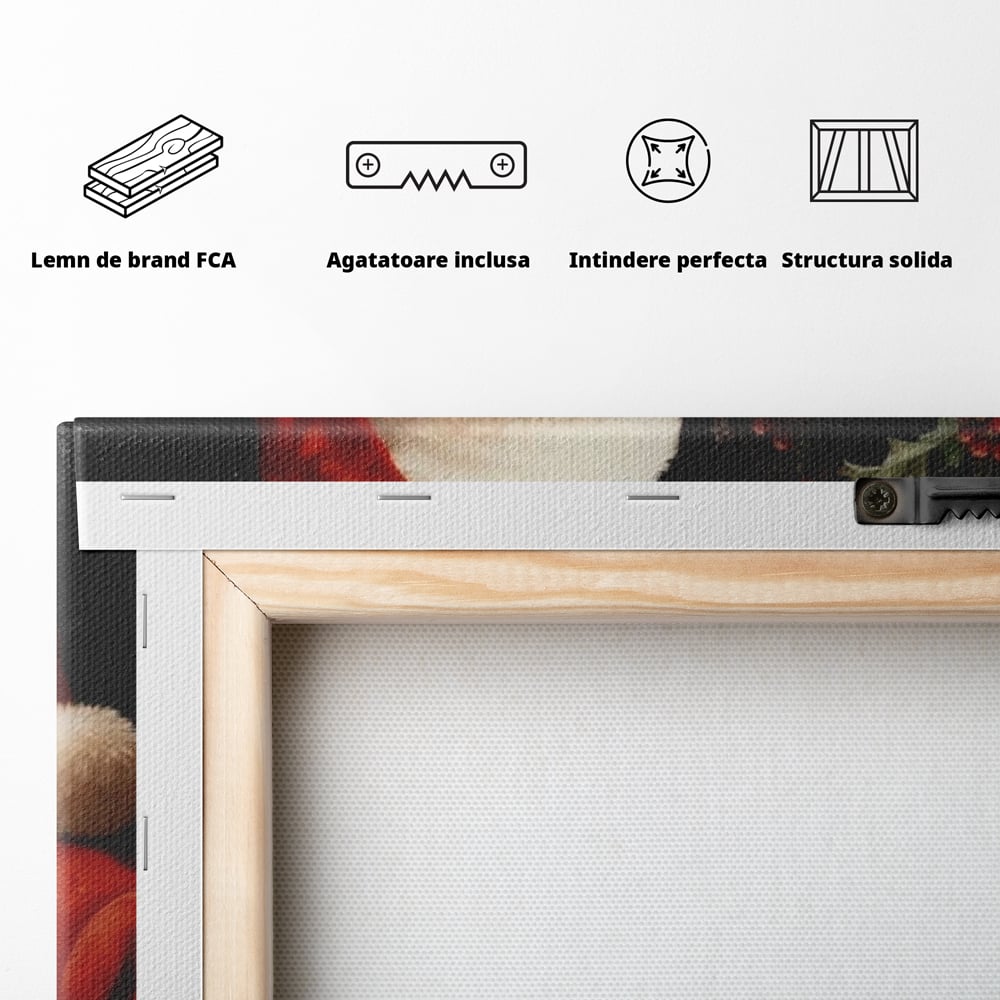 Tablou Canvas Premium LuxCanva® D1008, Mos Craciun cu Barba Alba , Santa Claus, Cadouri, Ajun, Copii, Living Room, Camera Copil, Rosu