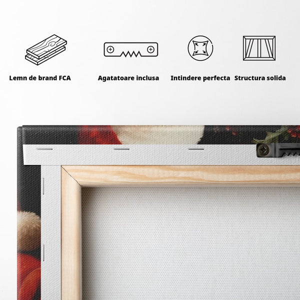 Tablou Canvas Premium LuxCanva® D1008, Mos Craciun cu Barba Alba , Santa Claus, Cadouri, Ajun, Copii, Living Room, Camera Copil, Rosu