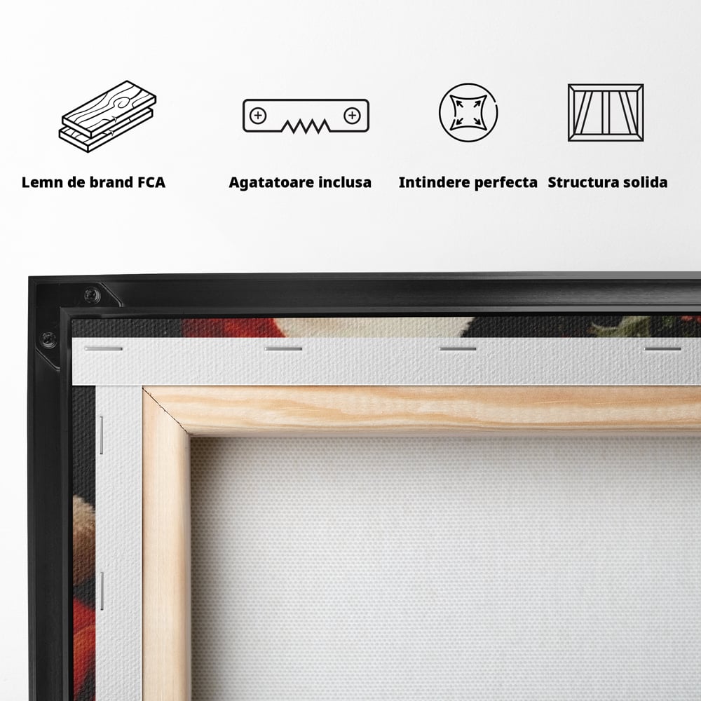 Tablou Canvas Premium LuxCanva® D1008, Mos Craciun cu Barba Alba , Santa Claus, Cadouri, Ajun, Copii, Living Room, Camera Copil, Rosu