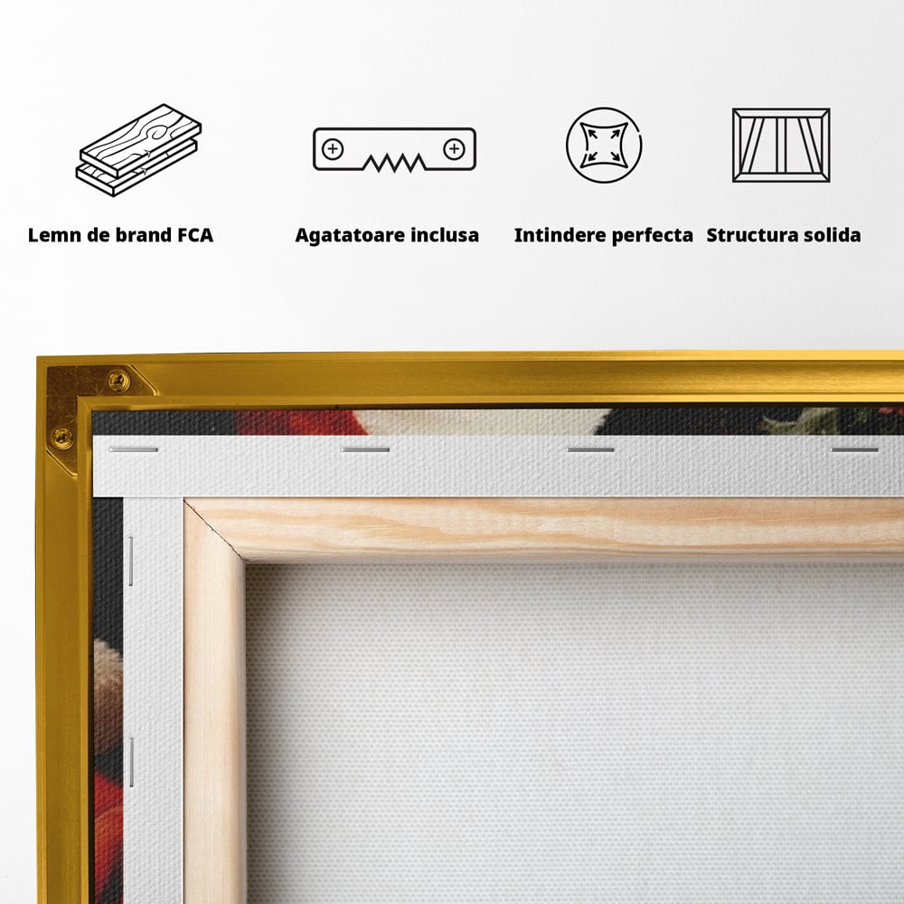 Tablou Canvas Premium LuxCanva® D1008, Mos Craciun cu Barba Alba , Santa Claus, Cadouri, Ajun, Copii, Living Room, Camera Copil, Rosu