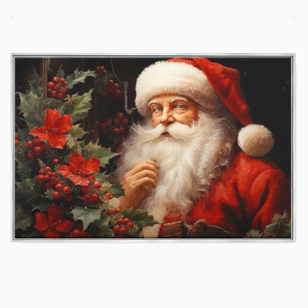 Tablou Canvas Premium LuxCanva® D1008, Mos Craciun cu Barba Alba , Santa Claus, Cadouri, Ajun, Copii, Living Room, Camera Copil, Rosu