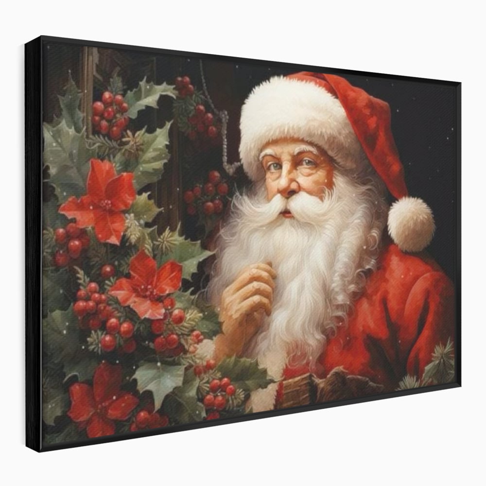 Tablou Canvas Premium LuxCanva® D1008, Mos Craciun cu Barba Alba , Santa Claus, Cadouri, Ajun, Copii, Living Room, Camera Copil, Rosu