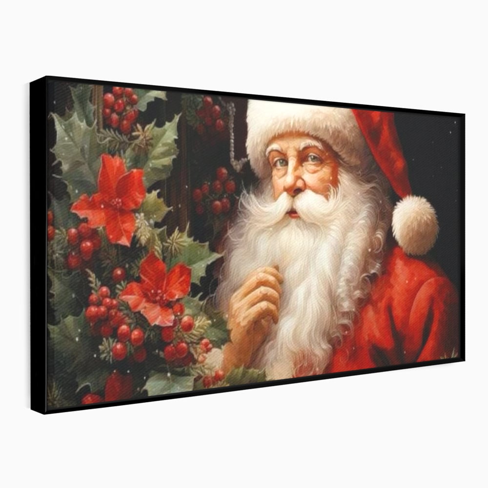 Tablou Canvas Premium LuxCanva® D1008, Mos Craciun cu Barba Alba , Santa Claus, Cadouri, Ajun, Copii, Living Room, Camera Copil, Rosu