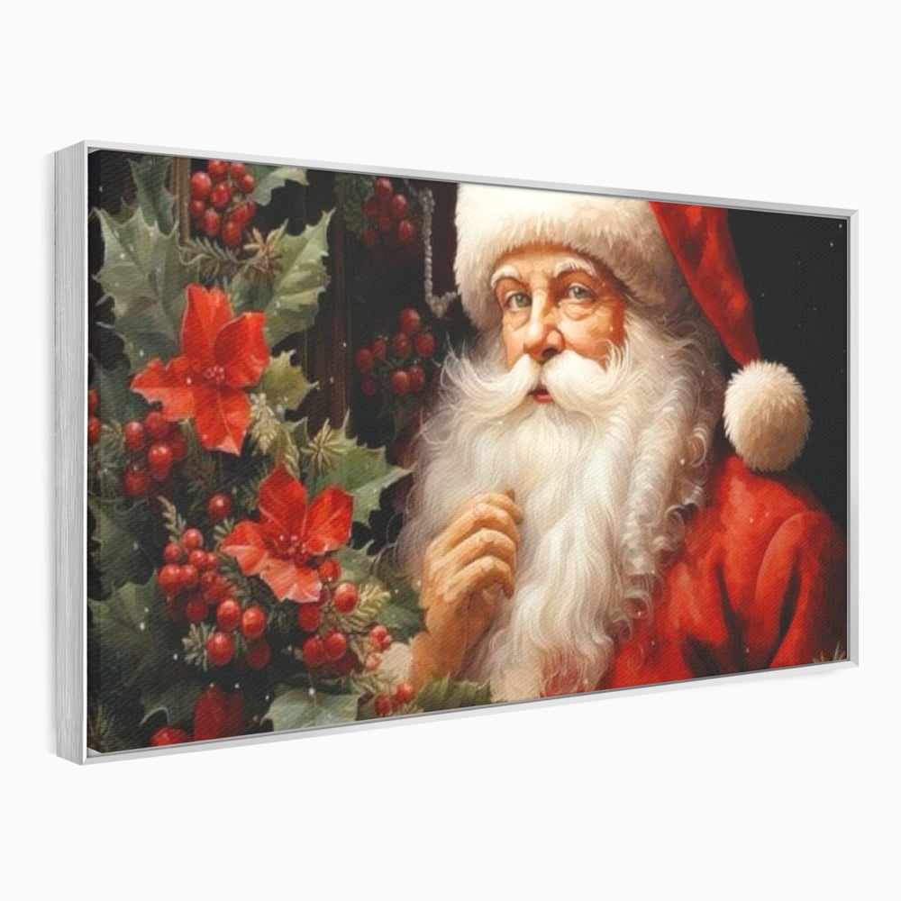Tablou Canvas Premium LuxCanva® D1008, Mos Craciun cu Barba Alba , Santa Claus, Cadouri, Ajun, Copii, Living Room, Camera Copil, Rosu