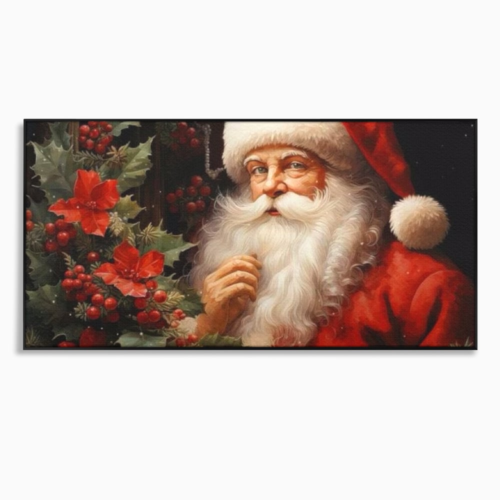 Tablou Canvas Premium LuxCanva® D1008, Mos Craciun cu Barba Alba , Santa Claus, Cadouri, Ajun, Copii, Living Room, Camera Copil, Rosu