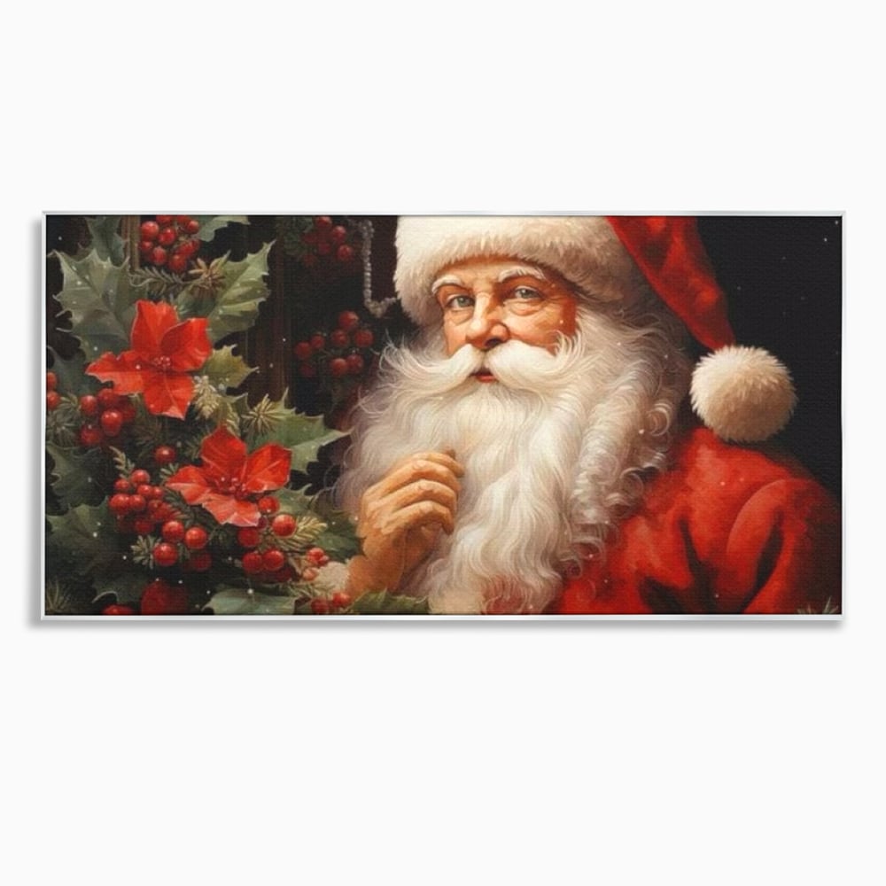 Tablou Canvas Premium LuxCanva® D1008, Mos Craciun cu Barba Alba , Santa Claus, Cadouri, Ajun, Copii, Living Room, Camera Copil, Rosu