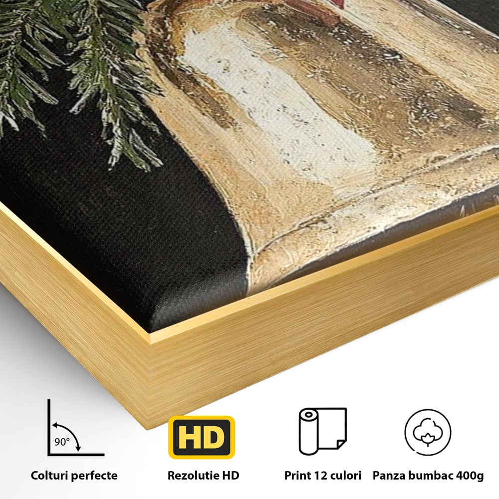 Leinwand Leinwandbild Premium LuxCanva® D1009, Goldene Glocke, Dekoration, Globus, Goldene, Glocke, Wohnzimmer, Lebendige Farben