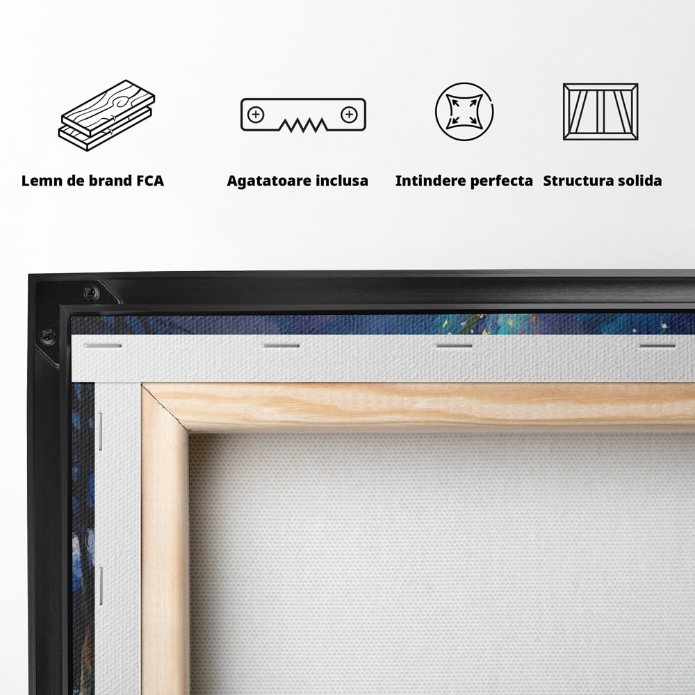 Tablou Canvas Premium LuxCanva® D1010, Noapte Inzapezita , Brad, Impodobit, Luminite, Noapte, Natura, Living Room, Culori vibrante