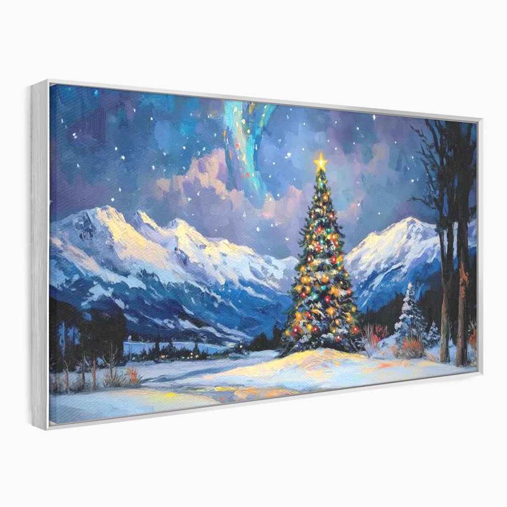 Tablou Canvas Premium LuxCanva® D1010, Noapte Inzapezita , Brad, Impodobit, Luminite, Noapte, Natura, Living Room, Culori vibrante