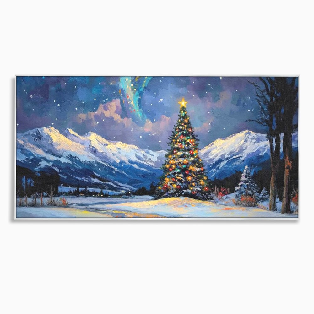Tablou Canvas Premium LuxCanva® D1010, Noapte Inzapezita , Brad, Impodobit, Luminite, Noapte, Natura, Living Room, Culori vibrante
