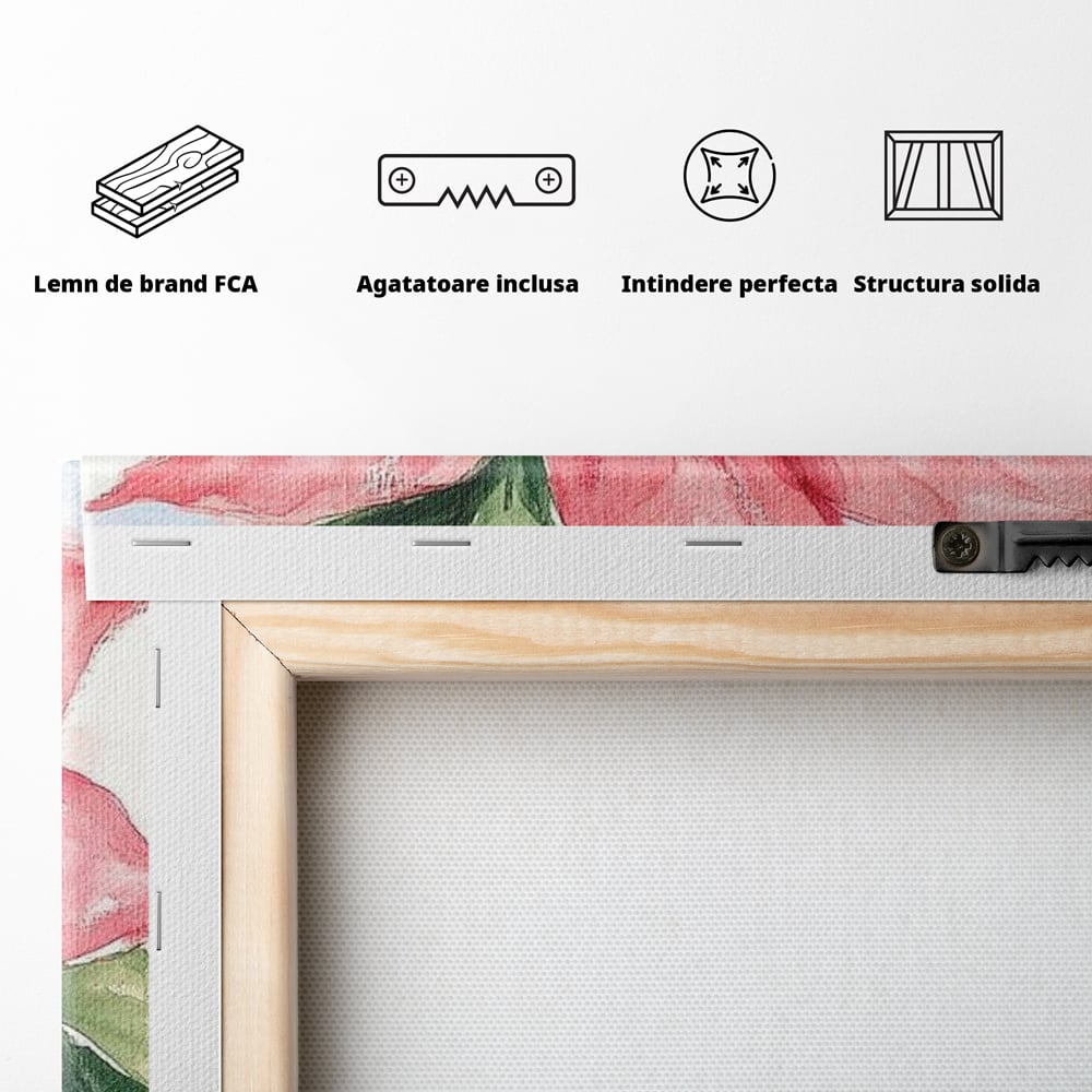 Tablou Canvas Premium LuxCanva® D1011, Sarbatoare Infloritoare , Ghiveci, Floare, Craciunita, Petale, Natura, Living Room, Culori vibrante