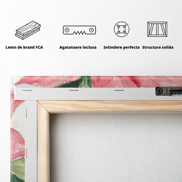 Tablou Canvas Premium LuxCanva® D1011, Sarbatoare Infloritoare , Ghiveci, Floare, Craciunita, Petale, Natura, Living Room, Culori vibrante