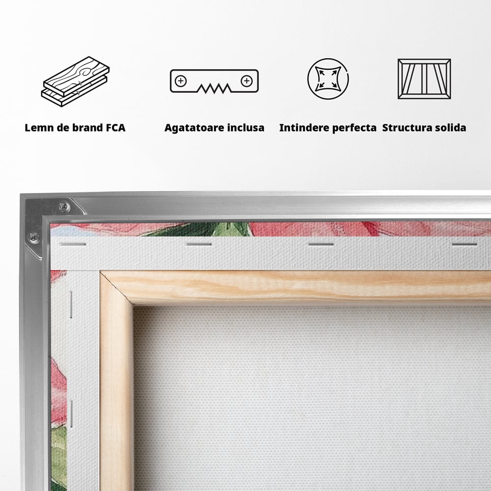 Tablou Canvas Premium LuxCanva® D1011, Sarbatoare Infloritoare , Ghiveci, Floare, Craciunita, Petale, Natura, Living Room, Culori vibrante
