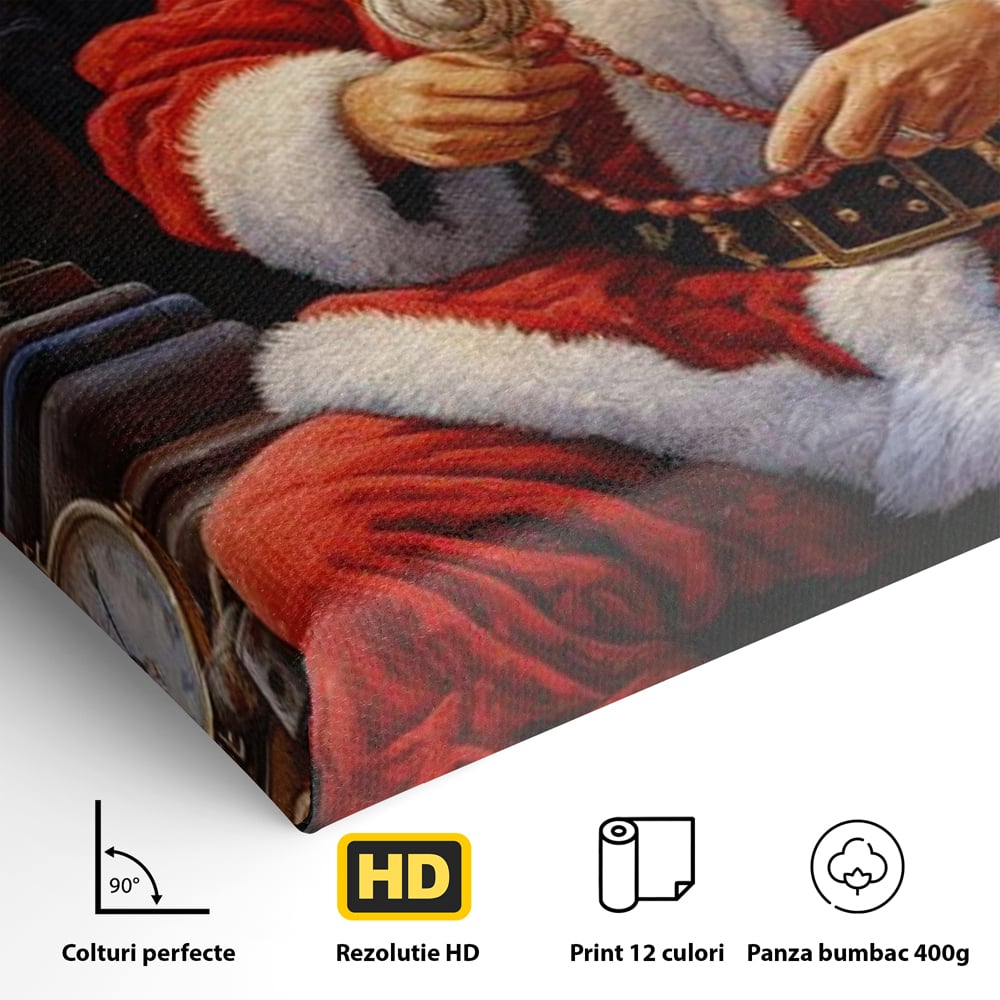 Tablou Canvas Premium LuxCanva® D1012, Minunatul Mos Craciun , Brad, Costum, Catifea, Santa, Magie, Living Room, Culori vibrante