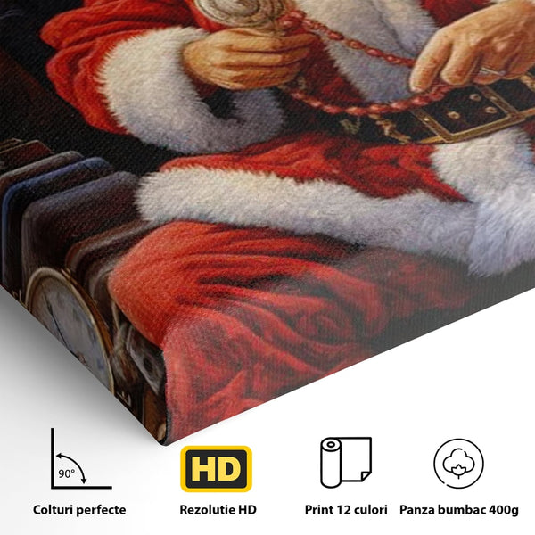 Tablou Canvas Premium LuxCanva® D1012, Minunatul Mos Craciun , Brad, Costum, Catifea, Santa, Magie, Living Room, Culori vibrante