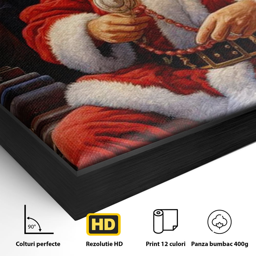 Tablou Canvas Premium LuxCanva® D1012, Minunatul Mos Craciun , Brad, Costum, Catifea, Santa, Magie, Living Room, Culori vibrante