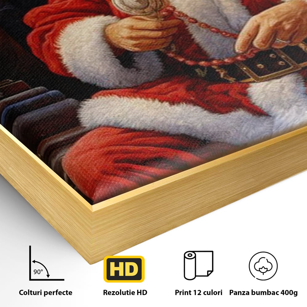 Tablou Canvas Premium LuxCanva® D1012, Minunatul Mos Craciun , Brad, Costum, Catifea, Santa, Magie, Living Room, Culori vibrante