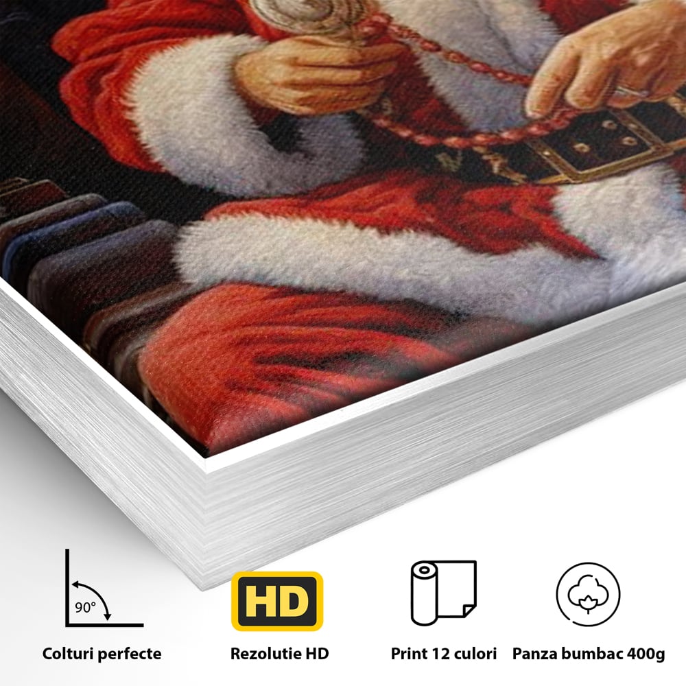 Tablou Canvas Premium LuxCanva® D1012, Minunatul Mos Craciun , Brad, Costum, Catifea, Santa, Magie, Living Room, Culori vibrante