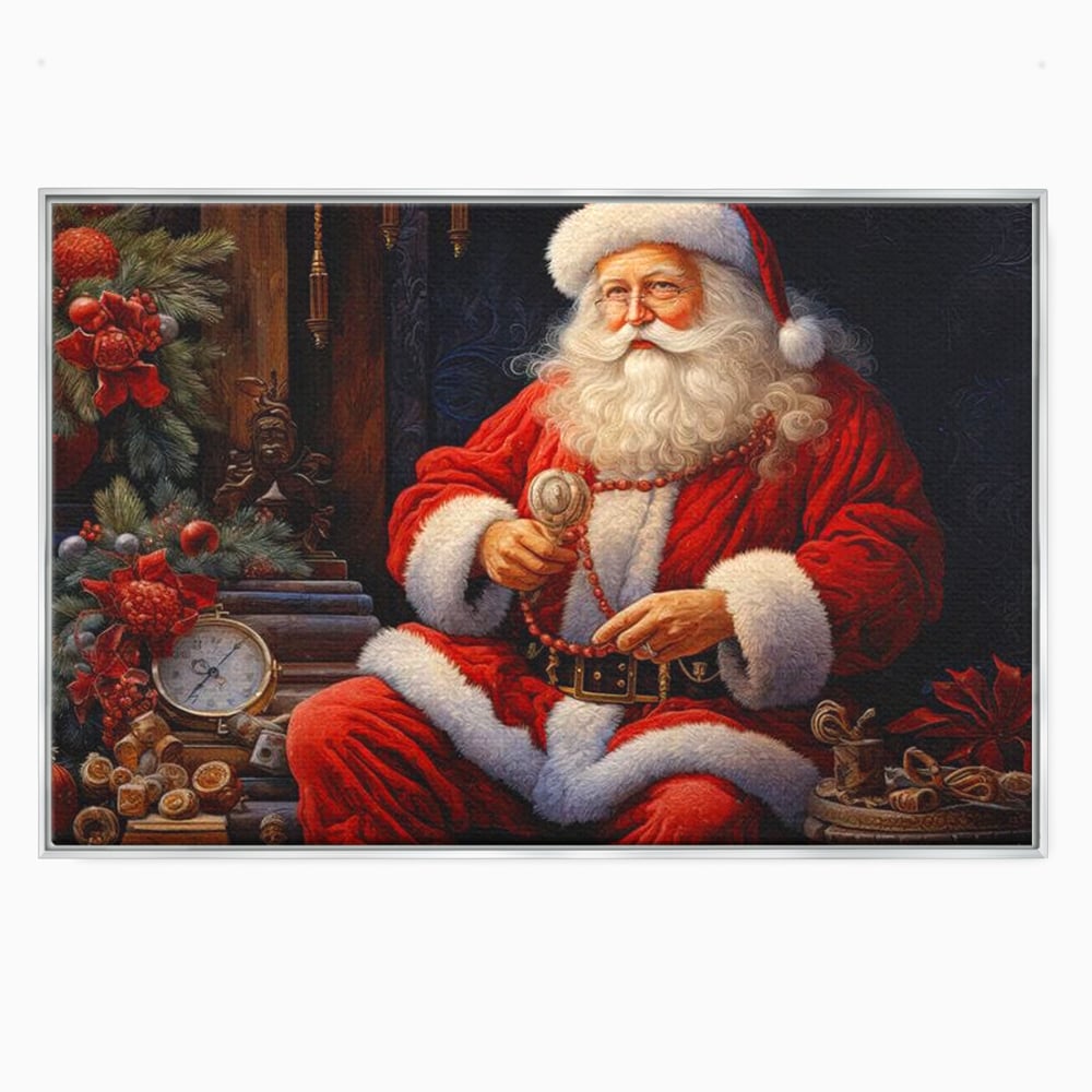 Tablou Canvas Premium LuxCanva® D1012, Minunatul Mos Craciun , Brad, Costum, Catifea, Santa, Magie, Living Room, Culori vibrante